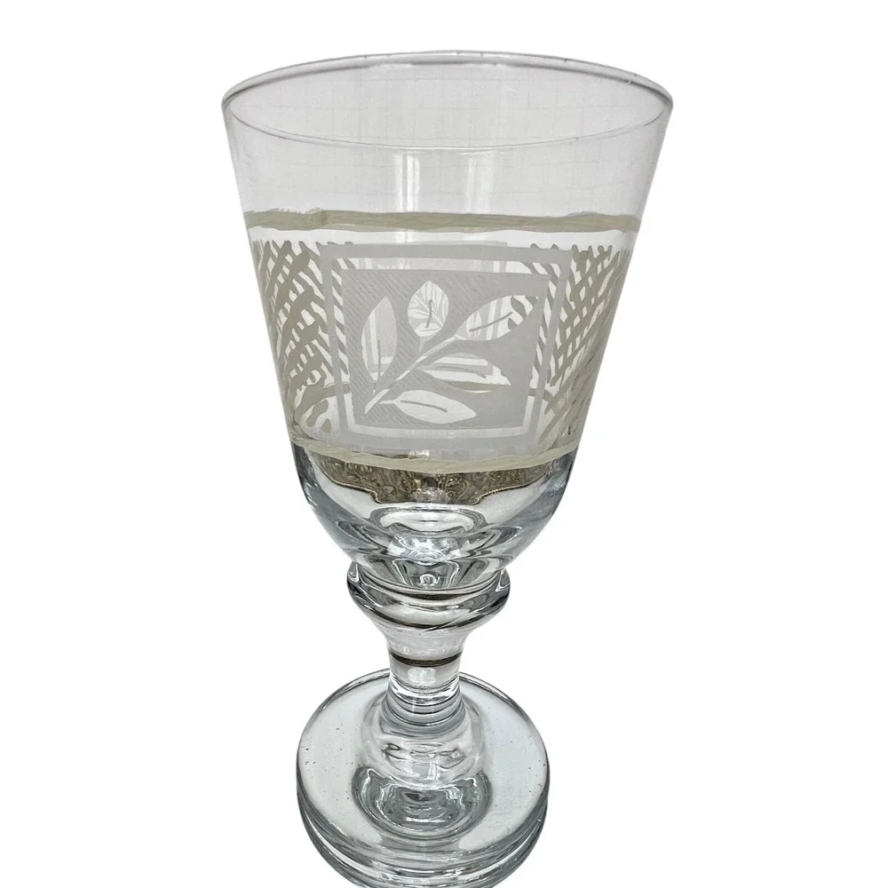 Iced Tea Goblets Pfaltzgraff Sierra Etched Glass 16 oz Vintage Set of 4 Glasses